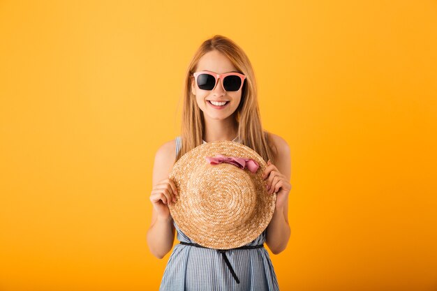 Portrait of a cheerful young blonde woman