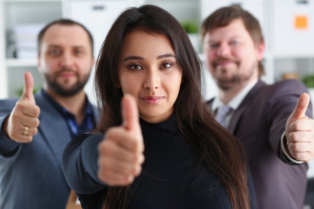 portrait of cheerful young businessmen in office