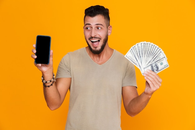 Portrait of a cheerful young casual man