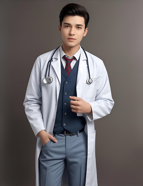 Photo portrait of a cheerful young doctor with a stethoscope generative ai