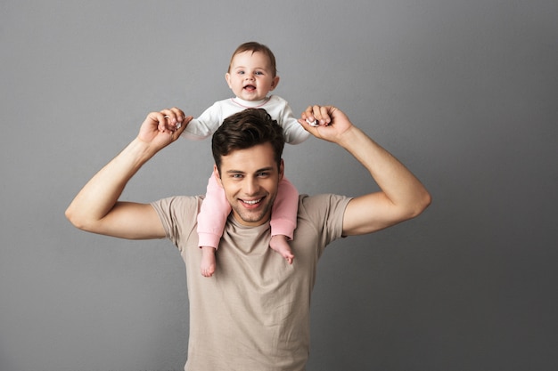 Portrait of a cheerful young father