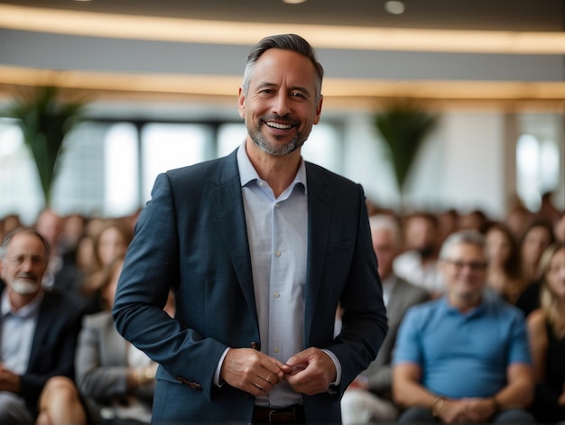 Portrait of cheerful young manager handshake