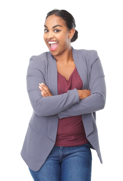 Portrait of a cheerful young woman laughing