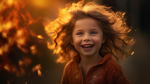 A Portrait of a Child Sparkling in the Sun Rays