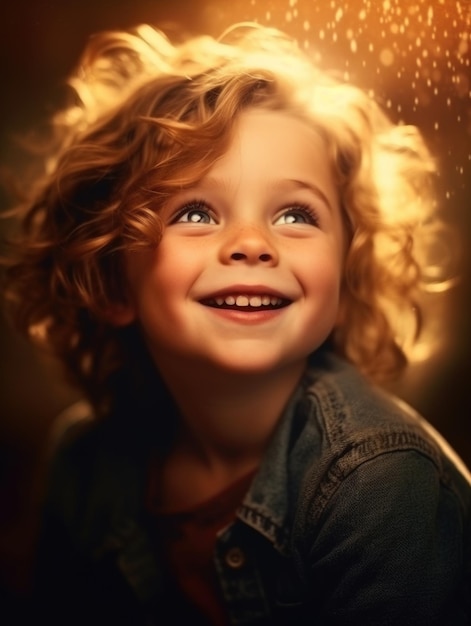太陽光線に輝く子供の肖像