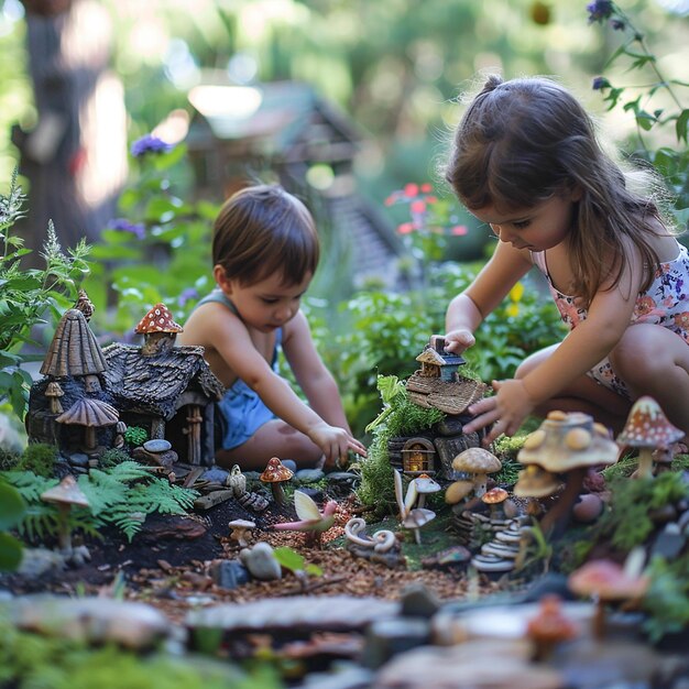 Portrait of Children Playing Amongst Enchanted Creatures