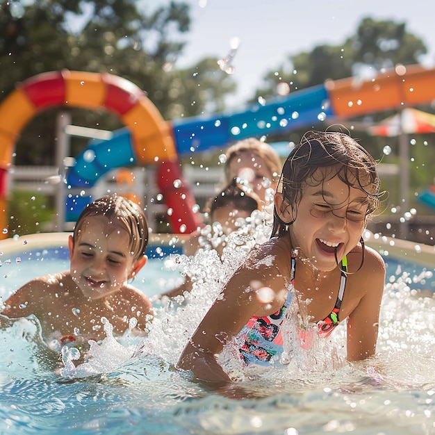 Foto ritratto della zona estiva per bambini a poolside paradise