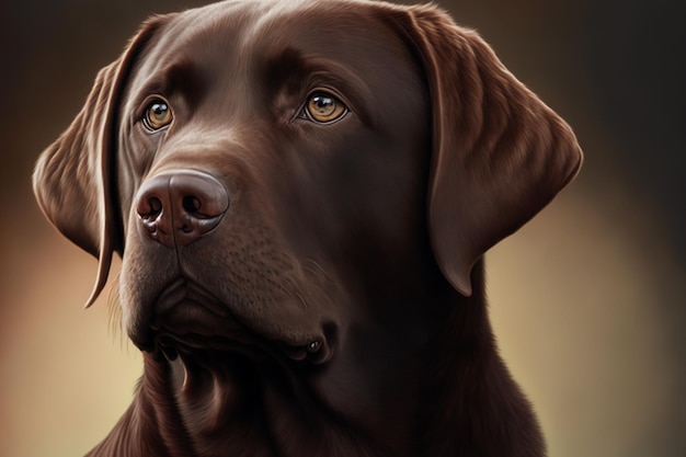 portrait of a chocolate labrador painting