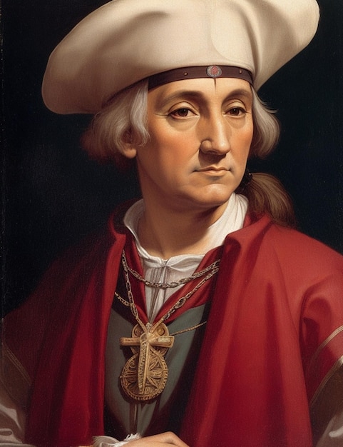 Photo portrait christopher columbus who changed world history by discovering the americas