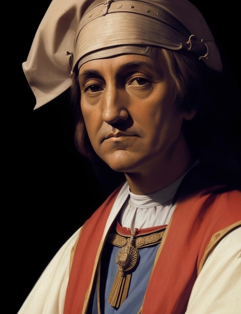 Portrait Christopher Columbus who changed world history by discovering the Americas