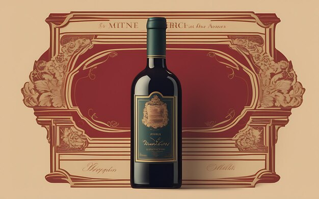 A Portrait of a Classic elegant wine bottle on the table