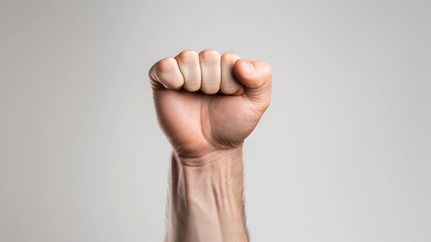 portrait of clenched fist on white background AI generated background image