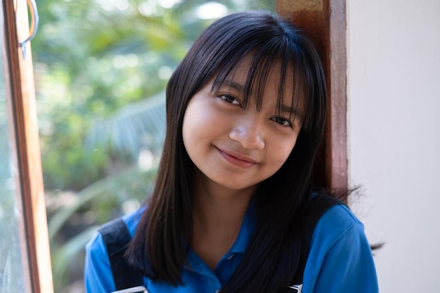 Portrait close up face young girl asian girl