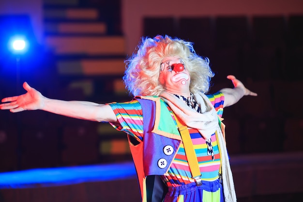 Portrait of a Clown in the circus arena.