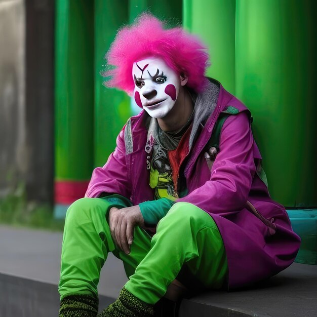 Portrait of a clown on the street in moscow russia