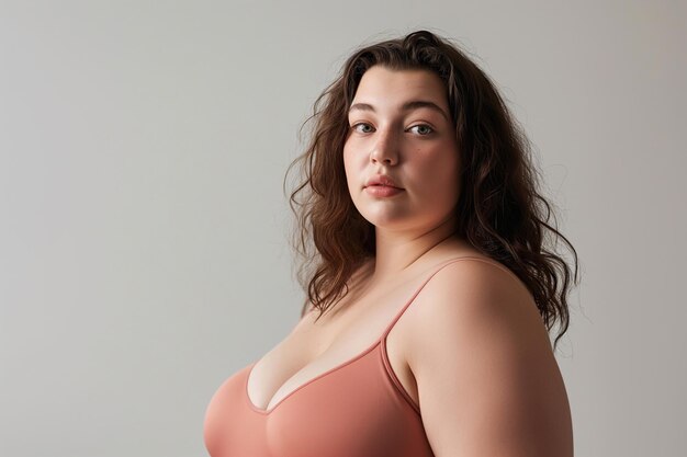 Photo portrait of a confident afro american plussize woman in swimwear serene strength