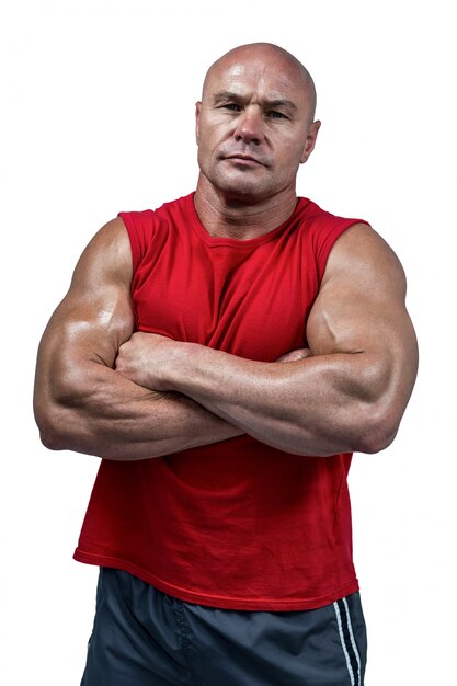 Photo portrait of confident bodybuilder