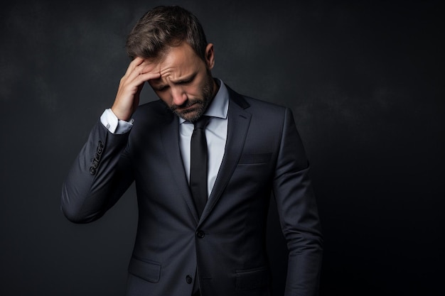 Portrait of confident businessman in black suit