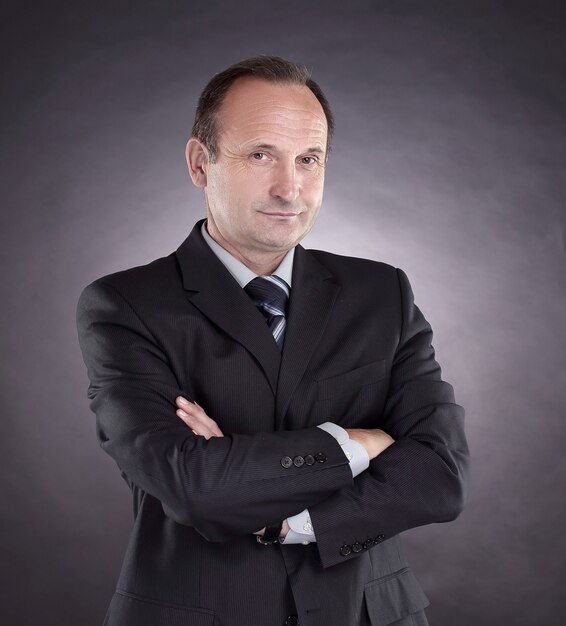 Portrait of a confident businessman. photo on black background