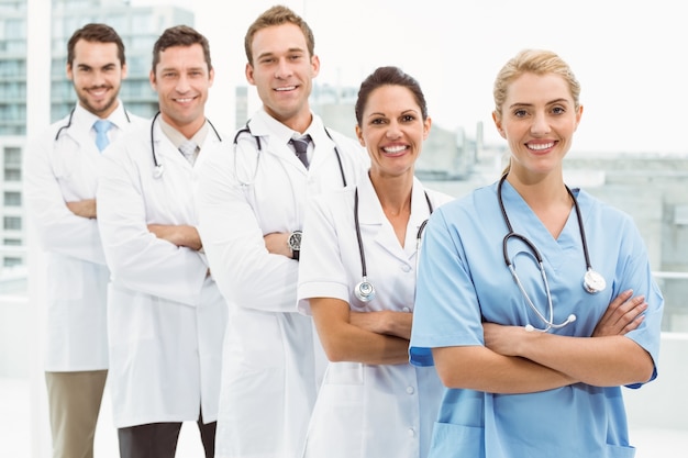 portrait of confident doctors with arms crossed