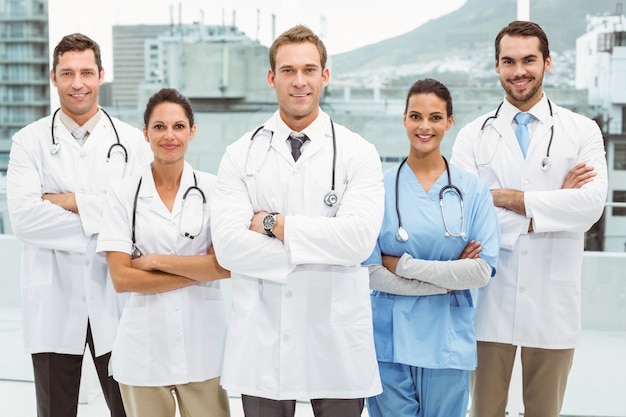 Portrait of confident doctors with arms crossed