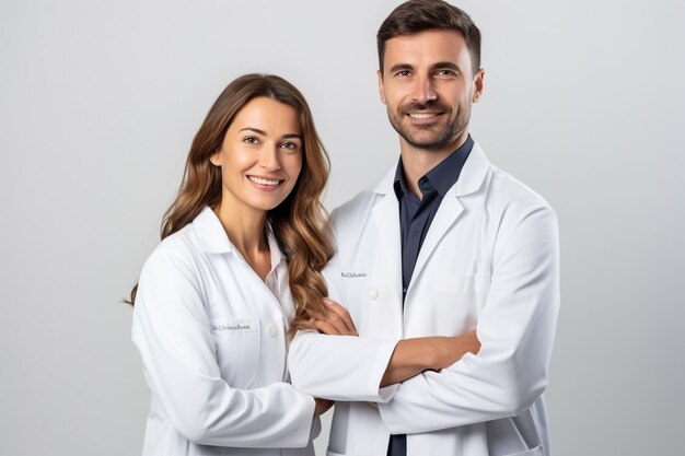 Portrait of confident happy group of doctors standing at the medical office