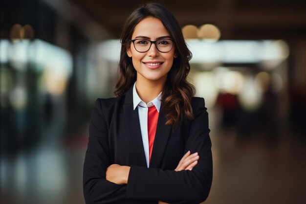 Portrait of a confident Latin business leader Young business women Generative AI