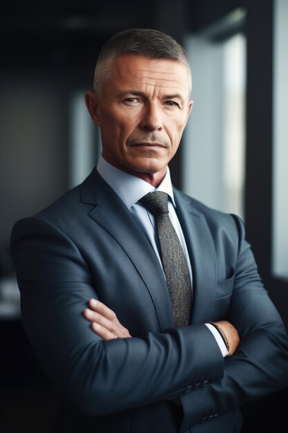 Portrait of a confident mature businessman standing in an office