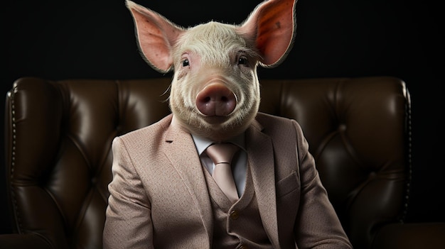 портрет уверенной свиньи