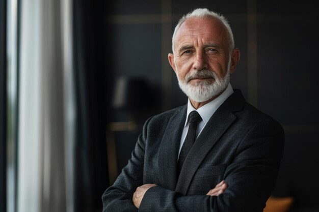 Portrait of confident senior businessman in office workspace