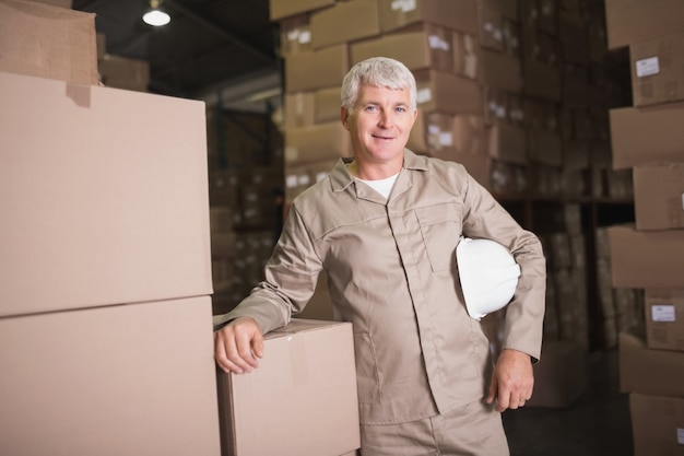 Portrait of confident worker in warehouse