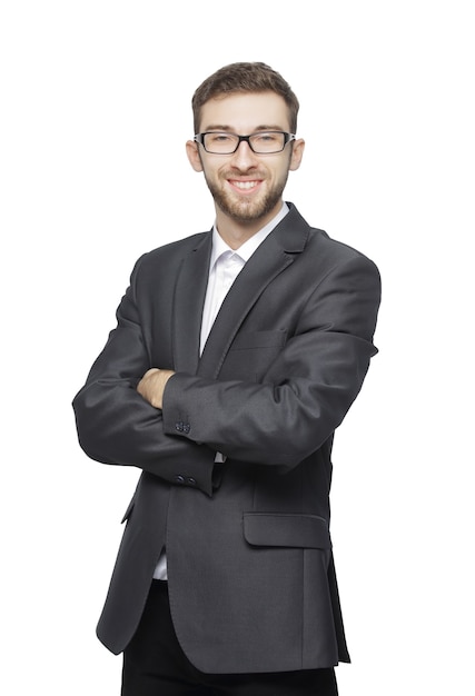 Portrait of a confident young businessman.isolated on white background