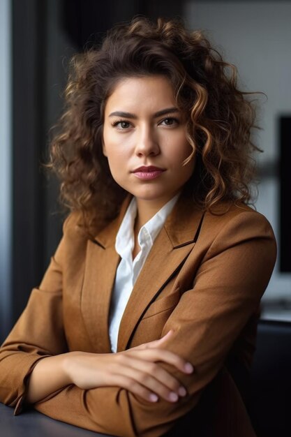 Photo portrait of a confident young businesswoman working in her office