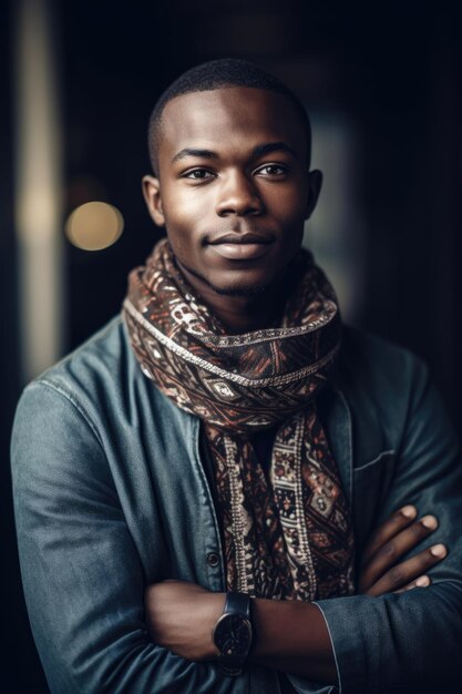 Photo portrait of a confident young man standing in support of diversity created with generative ai