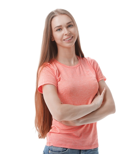 Portrait of a confident young woman.isolated on white background