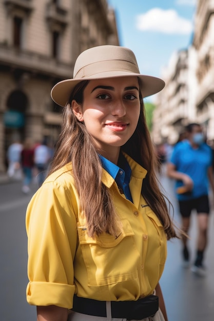 Portrait of a confident young woman working as a tour guide in the city created with generative ai