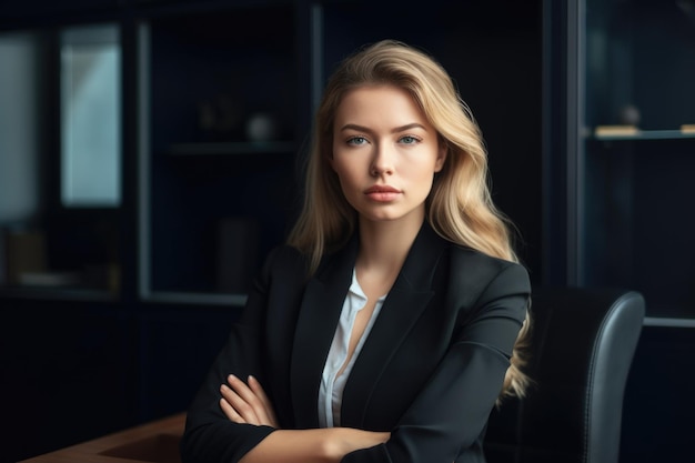 Portrait of a confident young woman working in her office created with generative ai