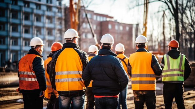 Portrait of a construction site worker in hard hat and safety vest senior architect at a constructi