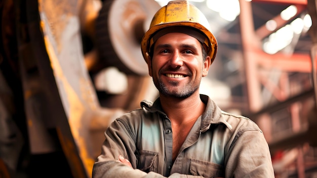 Photo portrait of a construction worker in a hard hat