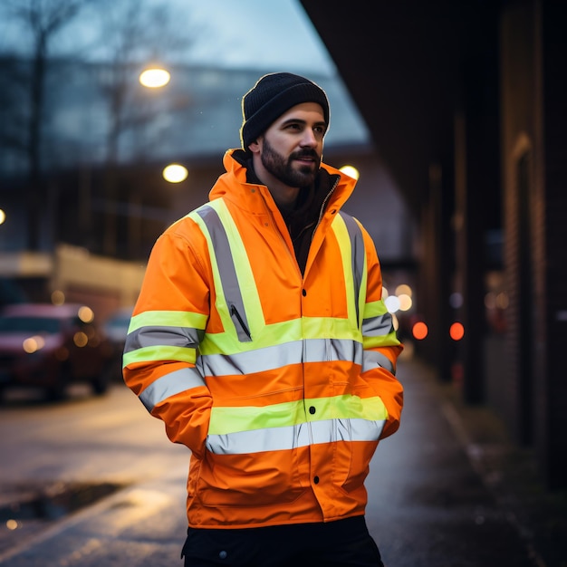 Portrait of a construction worker wearing a high visibility jacket