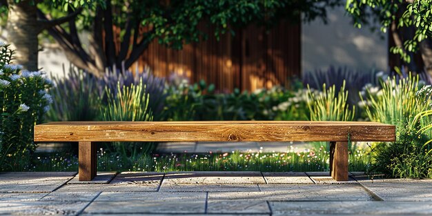 Photo portrait of contemporary garden bench design