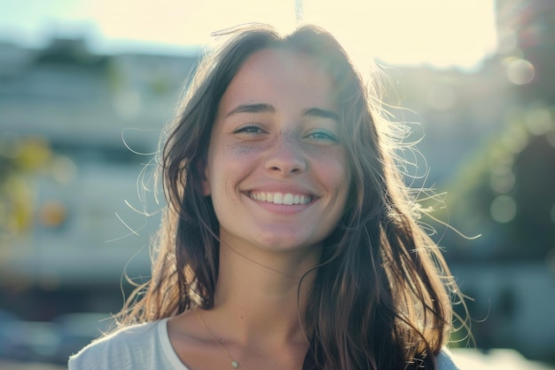 Portrait of a content smiling young woman