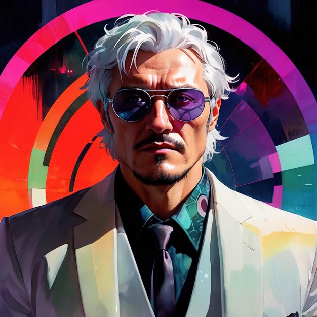 Premium Photo Portrait of a cool evil villain modern futuristic illustration