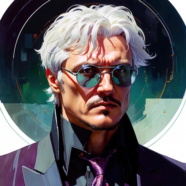 Portrait of a cool evil villain modern futuristic illustration