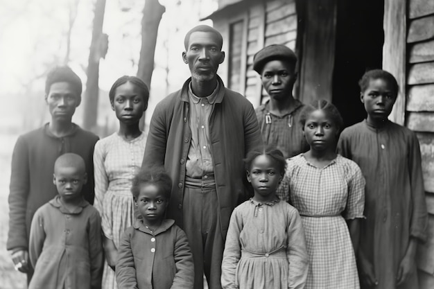 Portrait of a cotton plantation slave family