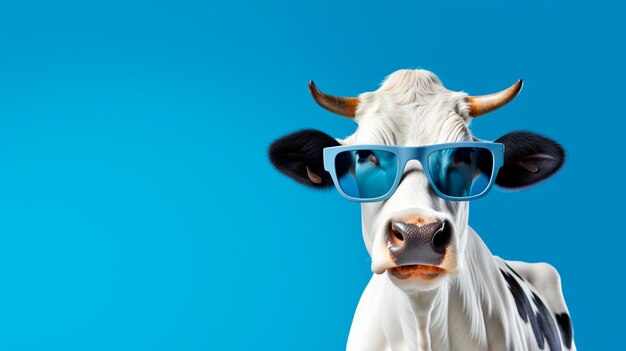 Portrait of a cow with sunglasses Generative AI