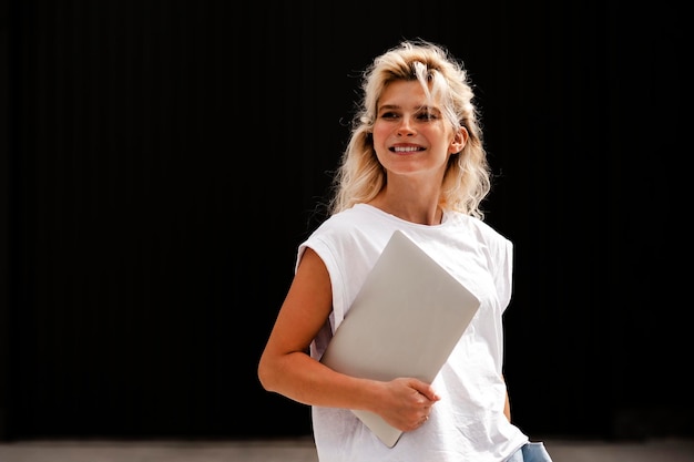 Portrait of a creative young smiling woman. beautiful girl.