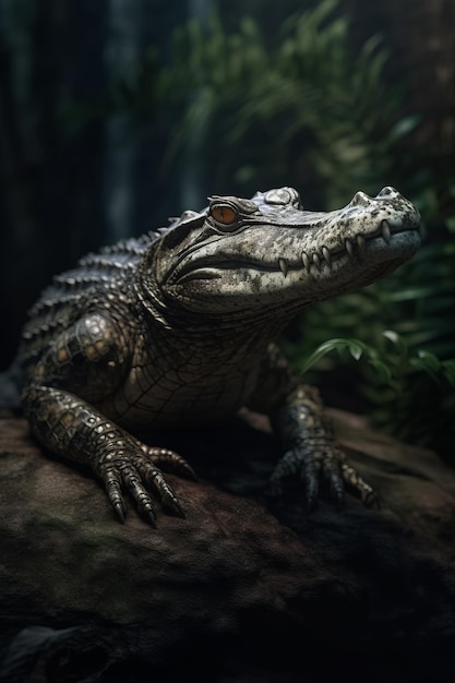 Portrait of Crocodile Dramatic and Cinematic Lighting Photography Generative AI