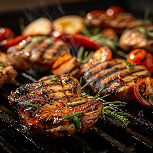 Portrait of CrustyLooking Lamb Chops with Hot Charcoals