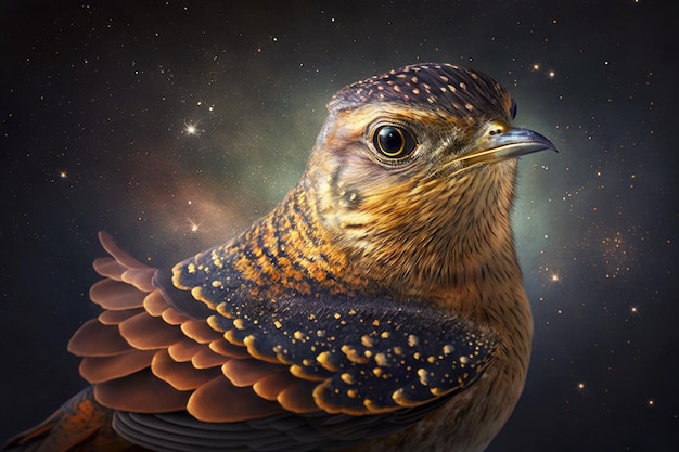 Portrait of cuckoo flying in space generative ai